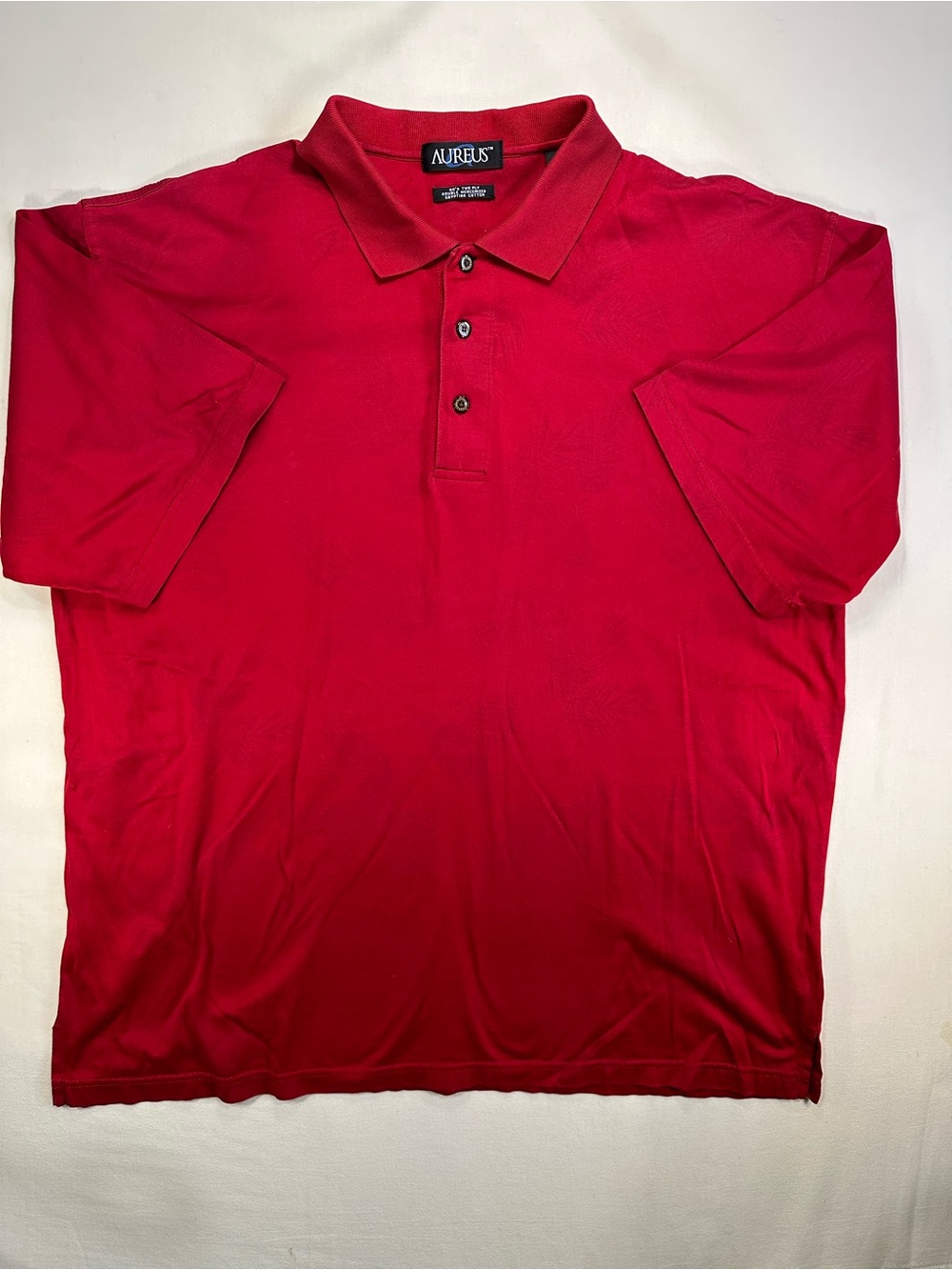 Aureus Vintage Egyptian Cotton Red Tonal Swirl Jacquard Polo Shirt Size XL EUC